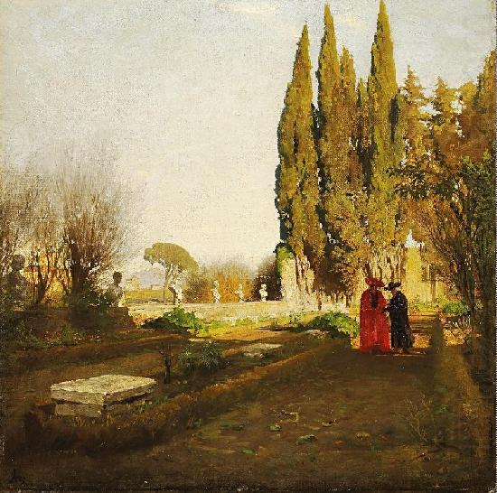 Albert Hertel In the gardens of Castel Gandolfo china oil painting image